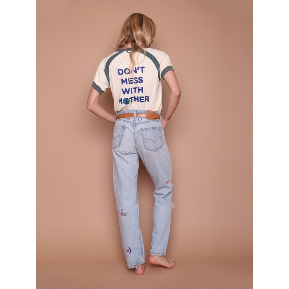 Women's Short Sleeve Tee - Cream and Green